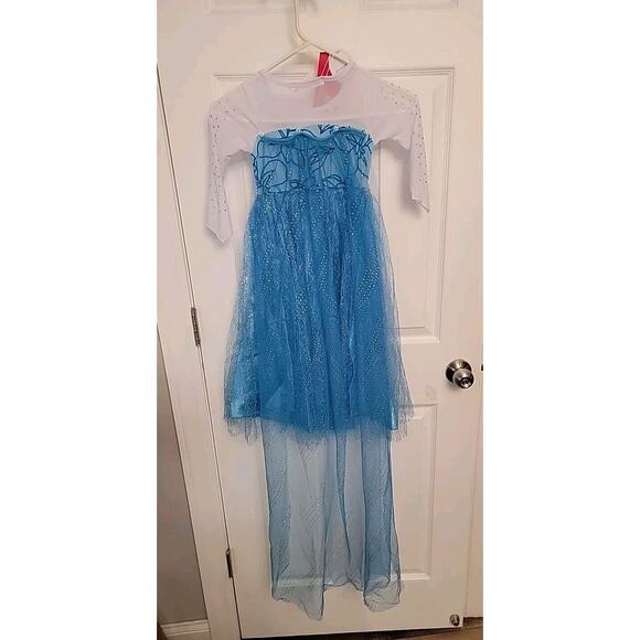 Frozen Costume New Queen Dress Up with Hair, Gloves, Wand, Necklace, Sz 3-4, - Picture 4 of 8